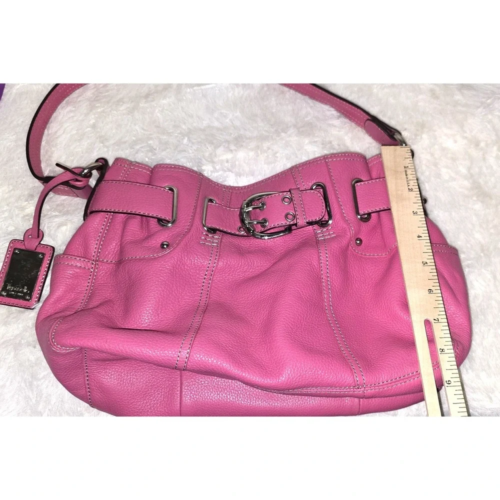 Tignanello‎ Statement Med Hobo Bag Shoulder Purse Buckle Pink Pebble Leather Exc